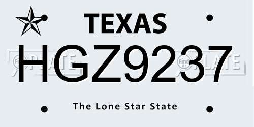 HGZ9237 Texas License Plate