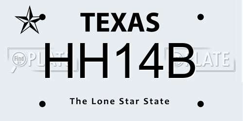HH14B Texas License Plate