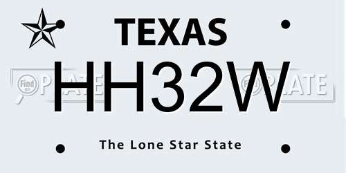 HH32W Texas License Plate