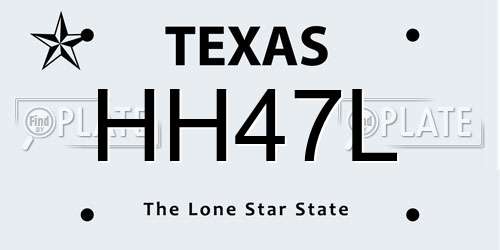 HH47L Texas License Plate