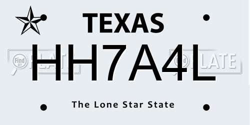 HH7A4L Texas License Plate