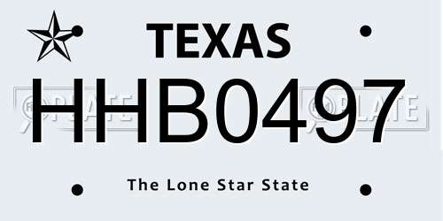 HHB0497 Texas License Plate