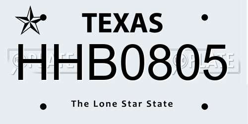 HHB0805 Texas License Plate