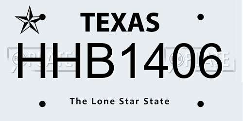 HHB1406 Texas License Plate