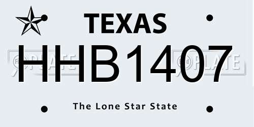 HHB1407 Texas License Plate
