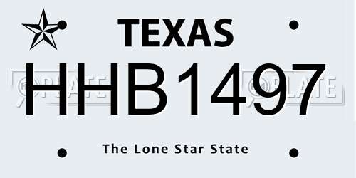 HHB1497 Texas License Plate