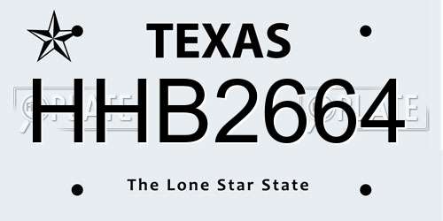 HHB2664 Texas License Plate