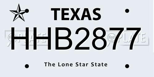 HHB2877 Texas License Plate