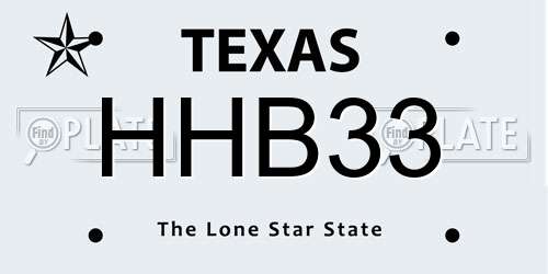HHB33 Texas License Plate