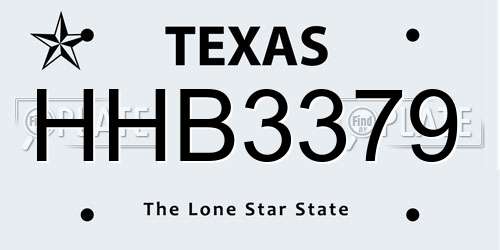 HHB3379 Texas License Plate
