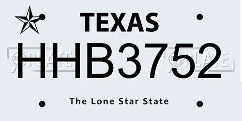 HHB3752 Texas License Plate