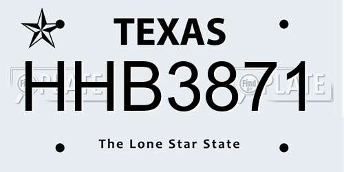 HHB3871 Texas License Plate