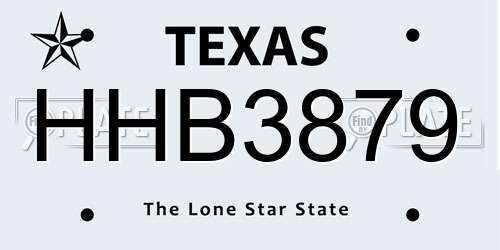 HHB3879 Texas License Plate
