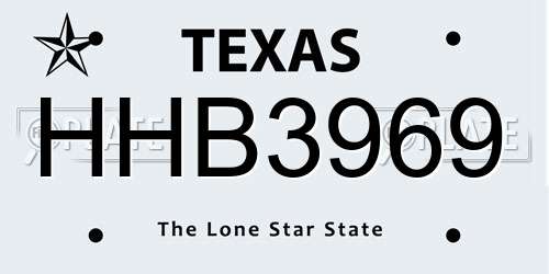HHB3969 Texas License Plate