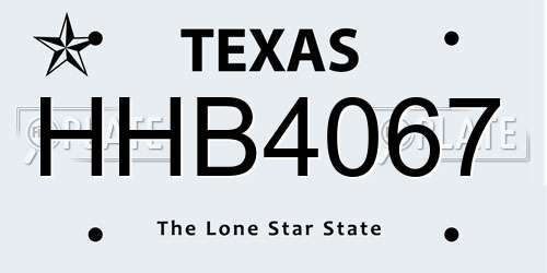 HHB4067 Texas License Plate