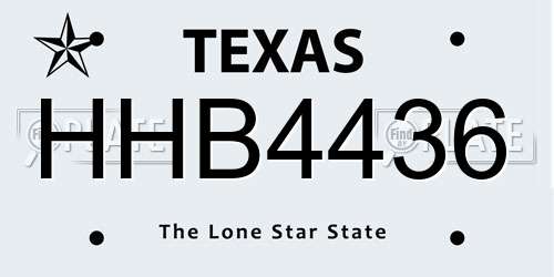 HHB4436 Texas License Plate