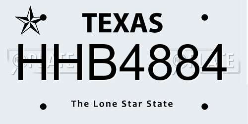 HHB4884 Texas License Plate