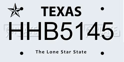 HHB5145 Texas License Plate