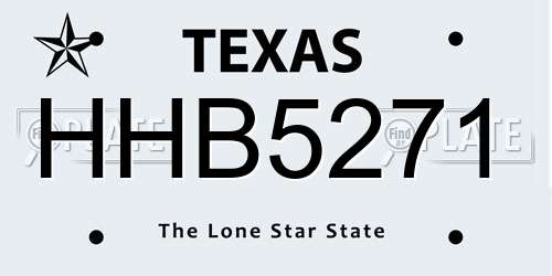 HHB5271 Texas License Plate