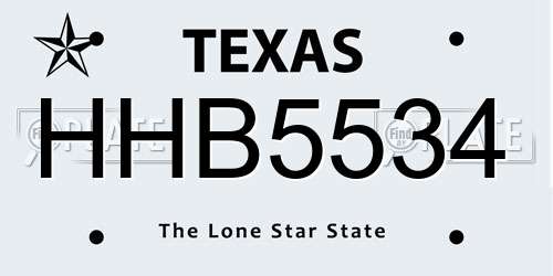 HHB5534 Texas License Plate