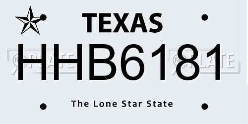 HHB6181 Texas License Plate