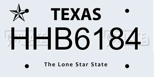 HHB6184 Texas License Plate