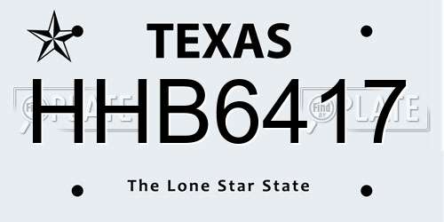 HHB6417 Texas License Plate