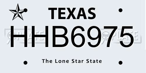 HHB6975 Texas License Plate