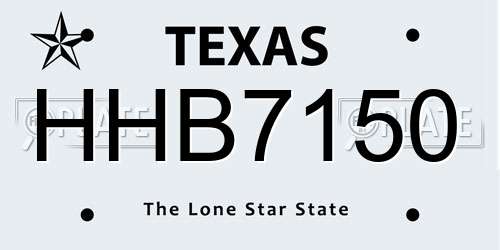 HHB7150 Texas License Plate