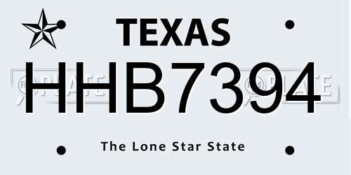 HHB7394 Texas License Plate