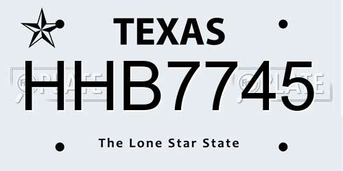 HHB7745 Texas License Plate