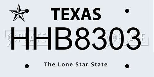 HHB8303 Texas License Plate