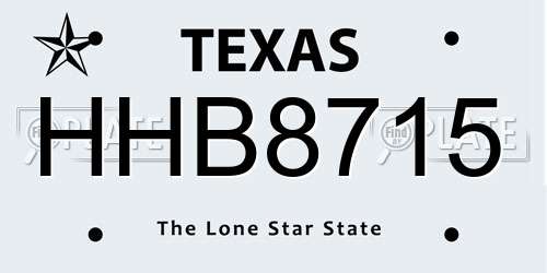 HHB8715 Texas License Plate