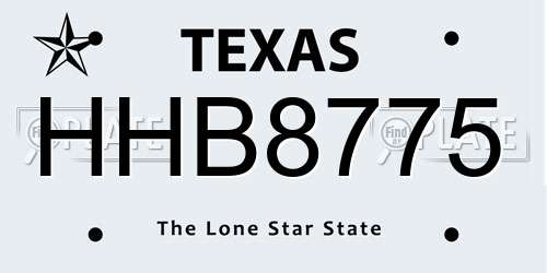 HHB8775 Texas License Plate