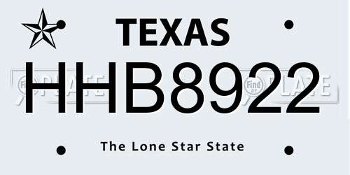 HHB8922 Texas License Plate