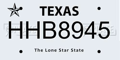 HHB8945 Texas License Plate