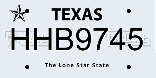 HHB9745 Texas License Plate