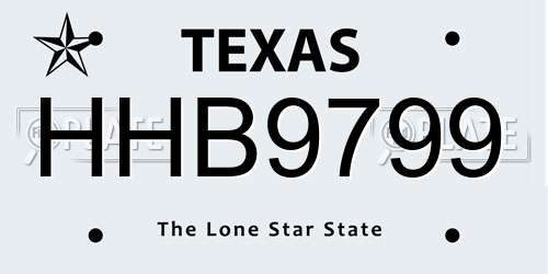 HHB9799 Texas License Plate