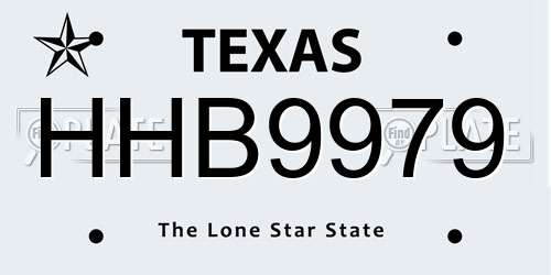 HHB9979 Texas License Plate