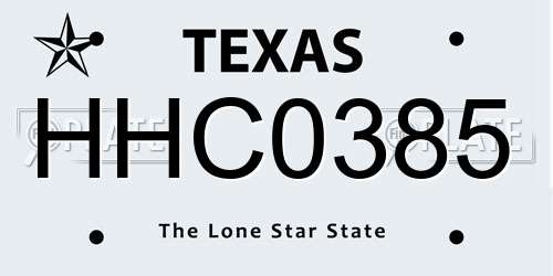 HHC0385 Texas License Plate