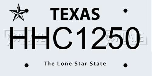 HHC1250 Texas License Plate