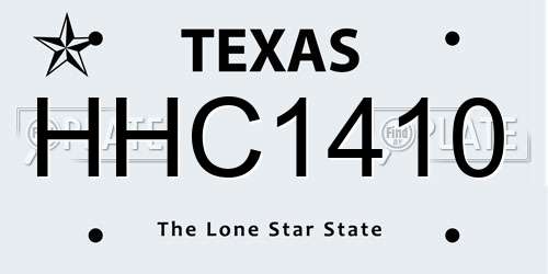 HHC1410 Texas License Plate