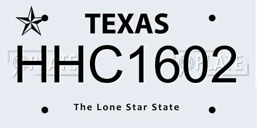 HHC1602 Texas License Plate