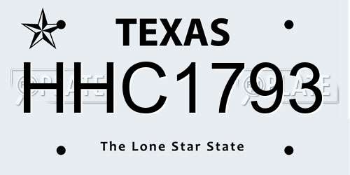 HHC1793 Texas License Plate