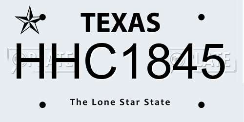 HHC1845 Texas License Plate