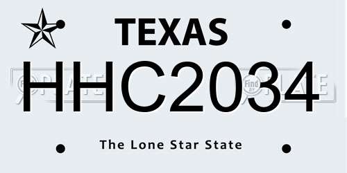 HHC2034 Texas License Plate