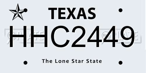 HHC2449 Texas License Plate