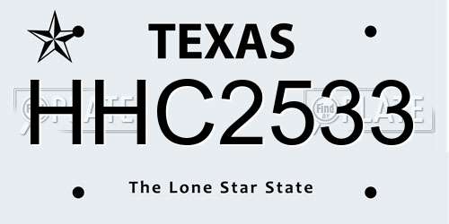 HHC2533 Texas License Plate