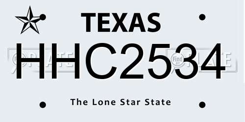 HHC2534 Texas License Plate