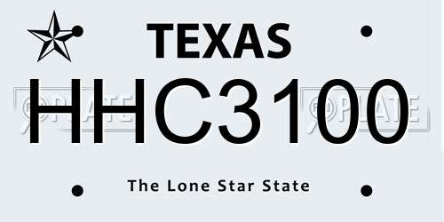 HHC3100 Texas License Plate
